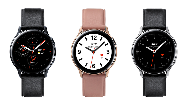 Galaxy Watch Active2 - kommer i to ulike størrelser og i tre ulike farger.