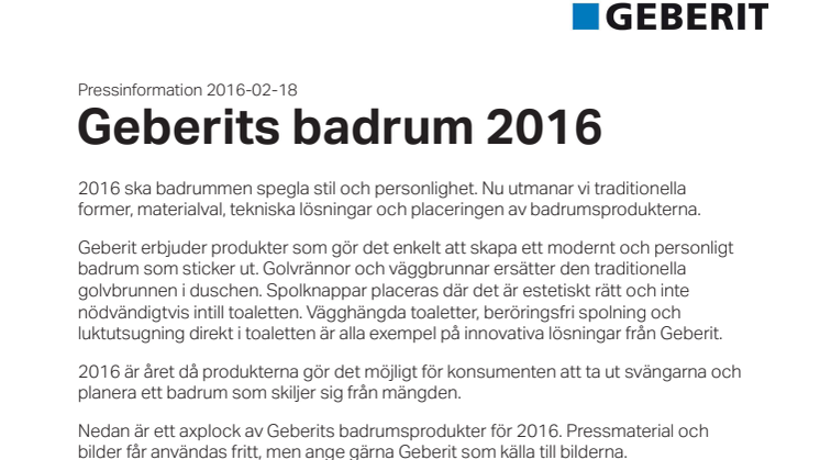 Geberits badrum 2016 - inspiration