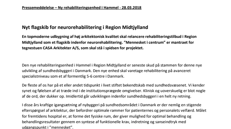 Nyt flagskib for neurorehabilitering i Region Midtjylland