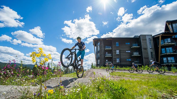 I Trysil finner man tilrettelagte og morsomme sykkelstier rett utenfor hotelldøra. 