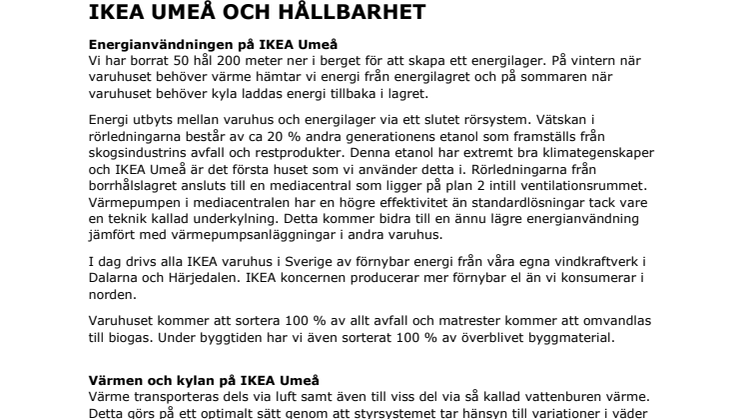 IKEA UMEÅ OCH HÅLLBARHET