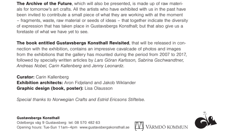 Välkommen till vernissage och bokrelease – Gustavsbergs Konsthall Revisited