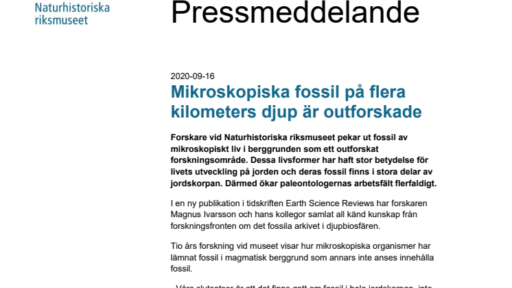 Mikroskopiska fossil på flera kilometers djup är outforskade