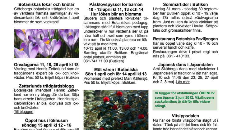 Botaniskas nyhetsbrev april