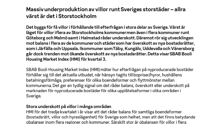 Massiv underproduktion av villor runt Sveriges storstäder – allra värst är det i Storstockholm