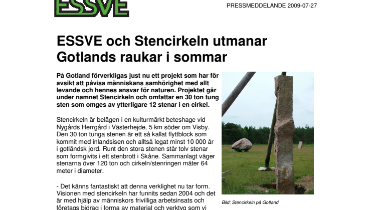 ESSVE och Stencirkeln utmanar Gotlands raukar i sommar