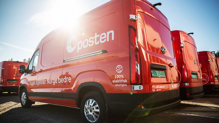FOSSILT FASET UT: Nå leveres all post og pakker med elektriske kjøretøy til 54.000 innbyggere i Tønsberg-regionen. FOTO: Posten Bring
