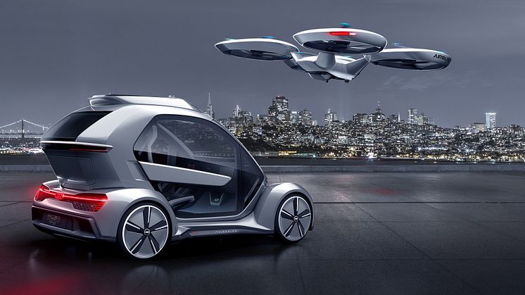 Audi, Italdesign og Airbus kombinerer selvkørende bil og passagerdrone