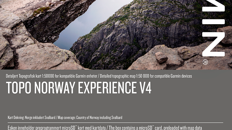 Topo Norway Experience v4 - detaljert topografisk kart 1:50 000 for kompatible Garmin enheter og PC/Mac