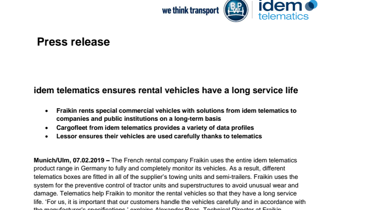 idem telematics ensures rental vehicles have a long service life