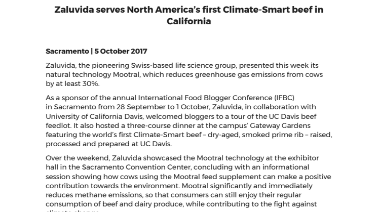Zaluvida serves North America’s first Climate-Smart beef in California