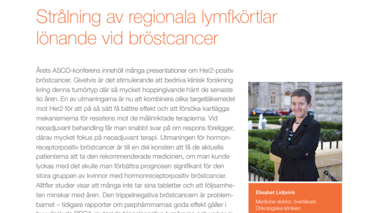 Överläkare Elisabet Lidbrink – Aktuell forskning om HER2-positiv, hormonreceptorpositiv och trippelnegativ bröstcancer