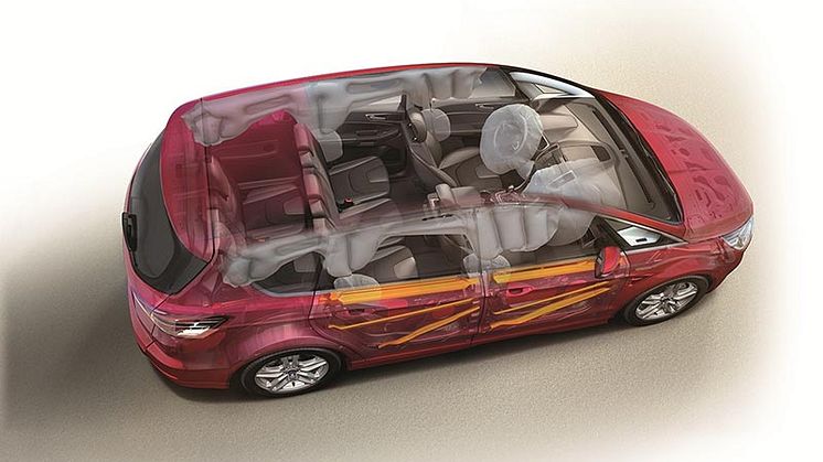 Ford S-MAX- ja Galaxy-tila-autoille täydet viisi tähteä Euro NCAP:n turvallisuustesteissä 