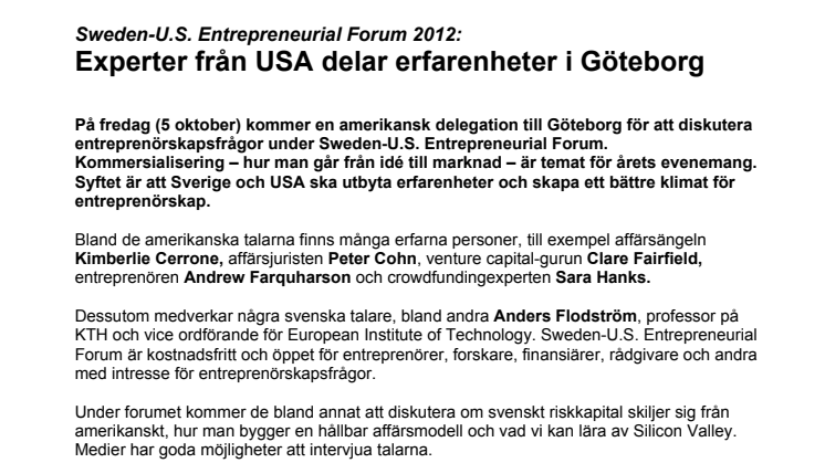 Experter från USA delar erfarenheter i Göteborg