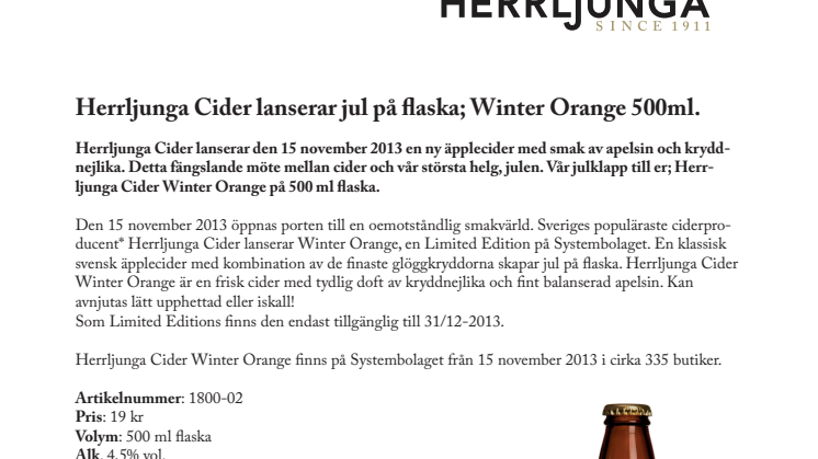 Herrljunga Cider Winter Orange