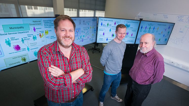 l-r Professor Rob Wilson, Senior Research Assistant David Jamieson, and Professor Mike Martin in the Living Lab