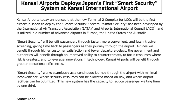 Kansai Airports Deploys Japan’s First “Smart Security” System at Kansai International Airport