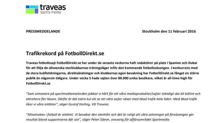 ​Trafikrekord på FotbollDirekt.se