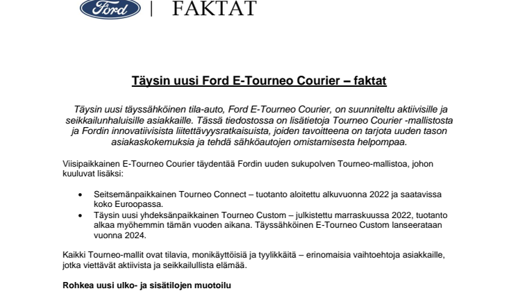 E-Tourneo Courier, faktat