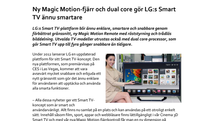 Ny Magic Motion-fjärr och dual core gör LG:s Smart TV ännu smartare