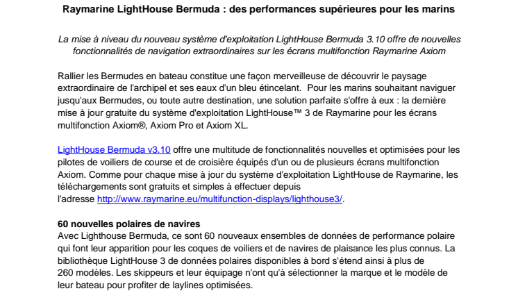 Raymarine LightHouse Bermuda : des performances supérieures pour les marins