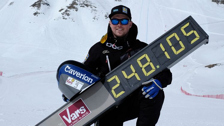 Christian Jansson ny svensk rekordhållare i speedski. Foto: Svenska Skidförbundet