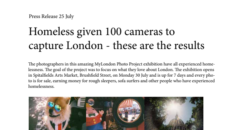 Homeless given 100 cameras to  capture London - these are the results