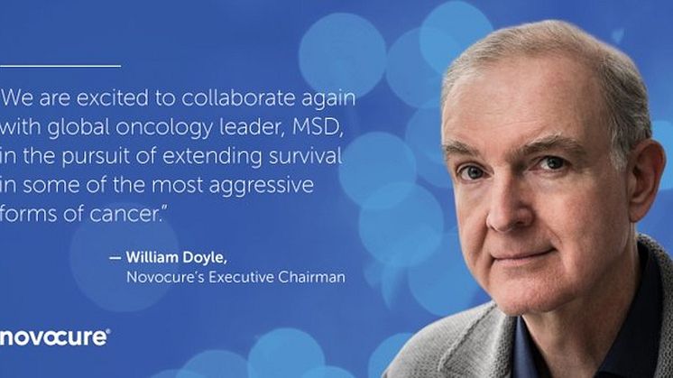 "Vi är glada över att återigen samarbeta med globalt ledande onkologiföretaget MSD i strävan efter att förlänga överlevnaden vid några av de mest aggressiva formerna av cancer", säger William Doyle, executive chairman på Novocure. 