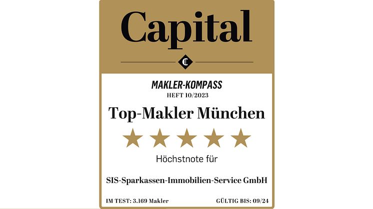 Bestnote fünf Sterne – SIS als „TOP Makler Münchens“ ausgezeichnet