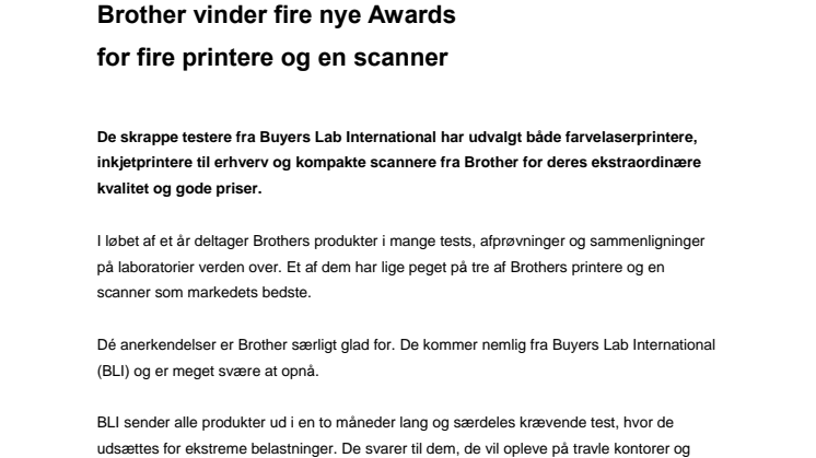 Brother vinder fire nye Awards for fire printere og en scanner