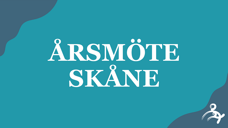 Turkos textplatta med texten: Årsmöte Skåne