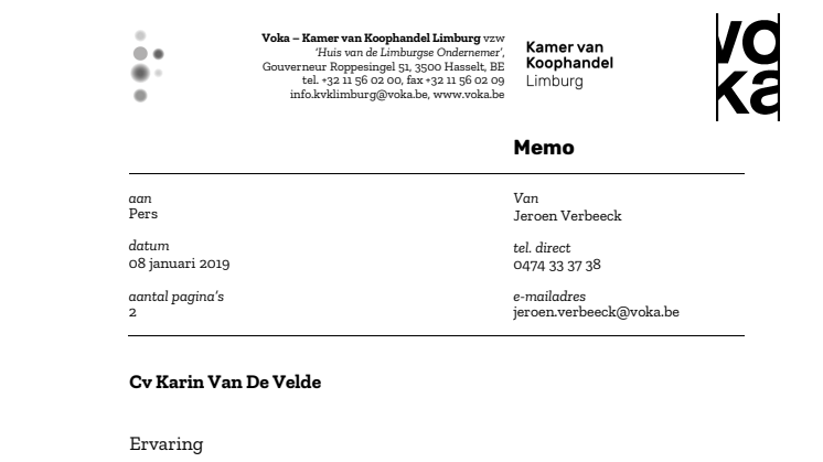 cv Karin Van De Velde