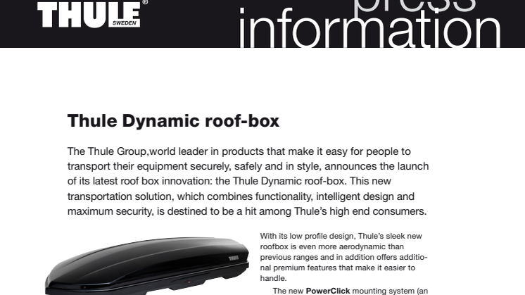 Pressinformation Thule Dynamic roof box
