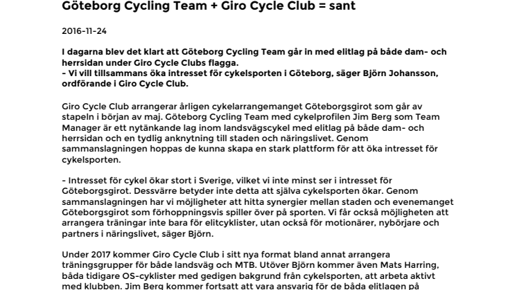 Göteborg Cycling Team + Giro Cycle Club = sant
