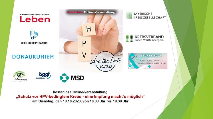 Webinar: „Schutz vor HPV-bedingtem Krebs - eine Impfung macht´s möglich“ am 10.10.23