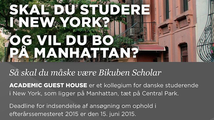 Skal du studere i New York? Så skal du måske være Bikuben Scholar