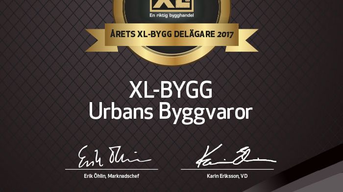 Årets XL-BYGG delägare 2017 är XL-BYGG Urbans Byggvaror!