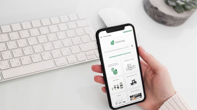The Grease App from Schaeffler determines the ideal lubricant type, lubricant quantity, grease service life, and relubrication intervals for initial lubrication and relubrication of the rolling bearings. 