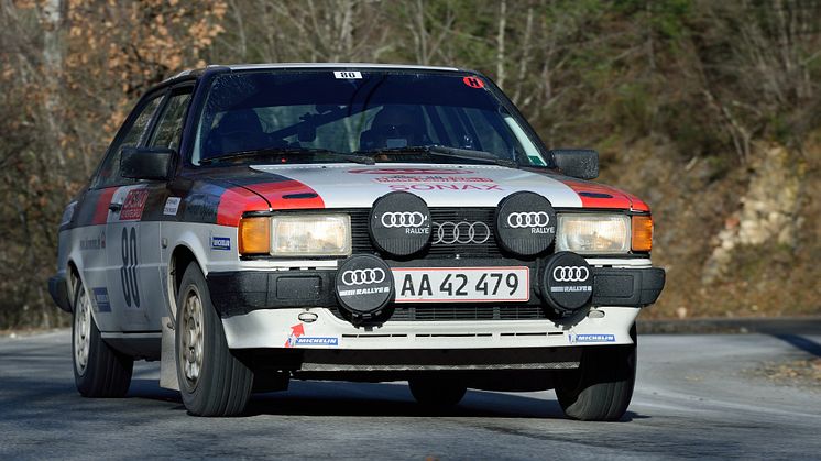 Toni Hansen og Per Brodersen i deres Audi 80 fra Rallye Monte-Carlo 2015 (foto Michael Eisenberg)