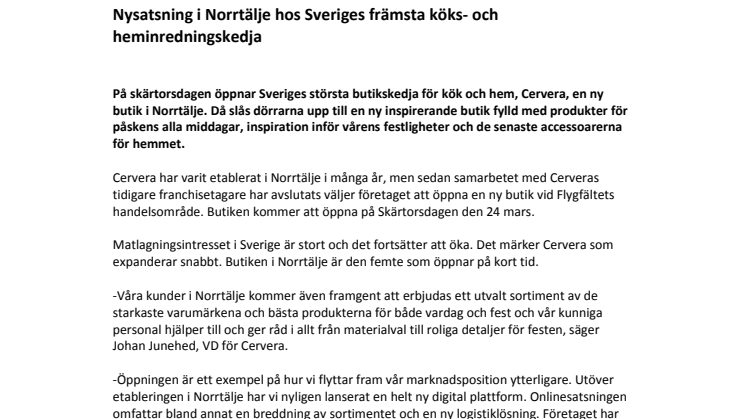 Nysatsning i Norrtälje hos Sveriges främsta köks- och heminredningskedja