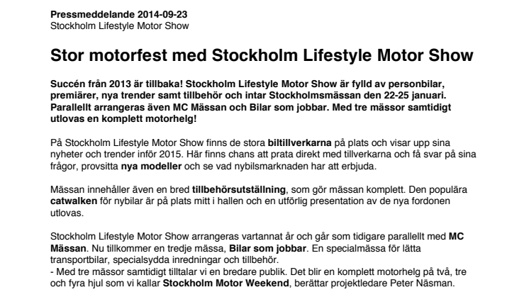 Stor motorfest med Stockholm Lifestyle Motor Show!