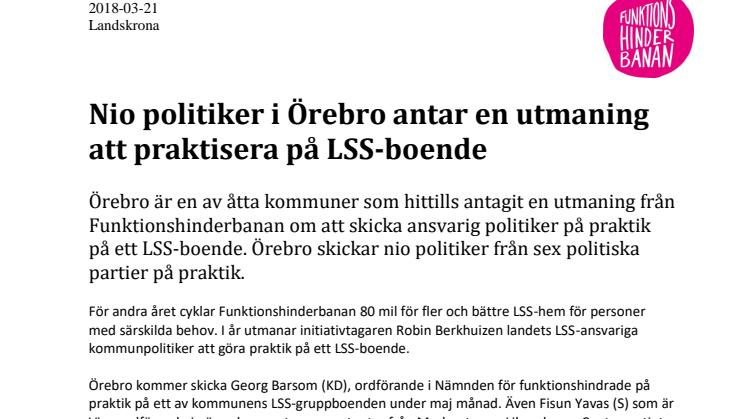 Nio politiker i Örebro antar utmaning  att praktisera på LSS-boende