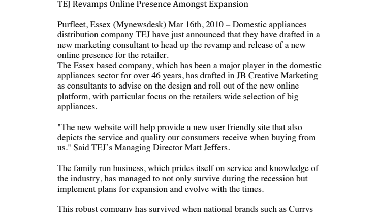 TEJ Revamps Online Presence Amongst Expansion