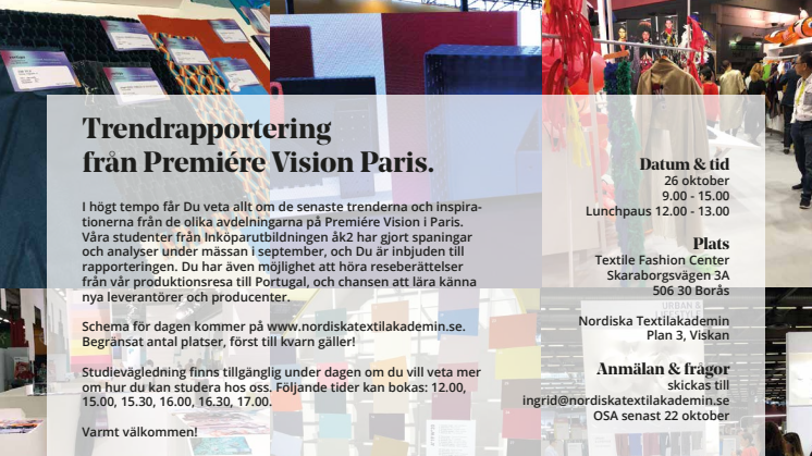 Trendrapportering från Premiére Vision Paris
