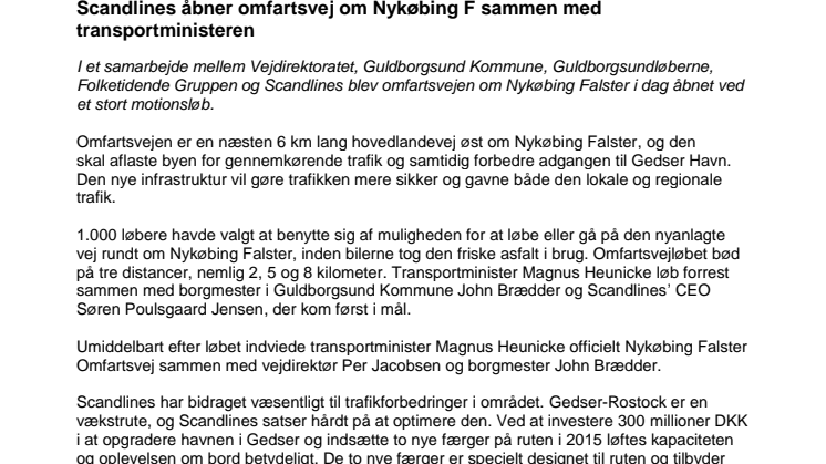 Scandlines åbner omfartsvej om Nykøbing F sammen med transportministeren