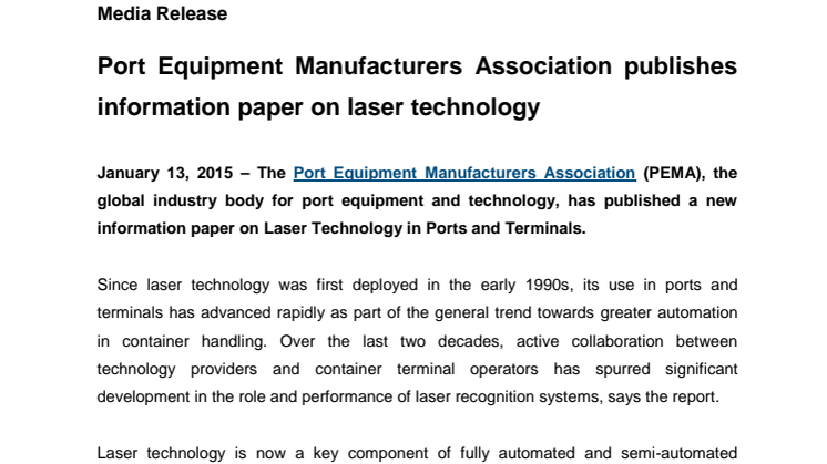 PEMA publishes information paper on laser technology