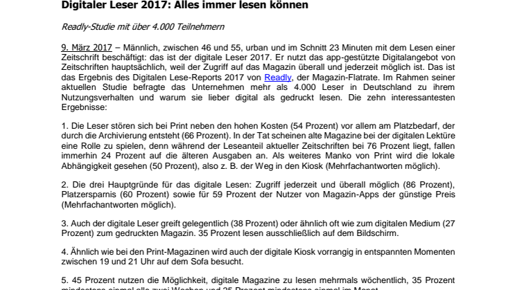 Digitaler Leser 2017: Alles immer lesen können