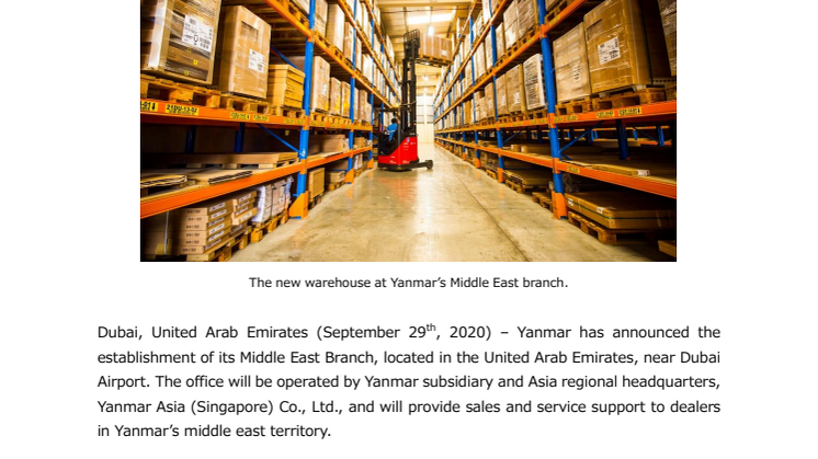 YANMAR Establishes Middle East Branch in Dubai