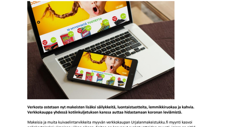 Koronakriisi kiihdytti Urjalanmakeistukku.fi -verkkokaupan myynnin nelinkertaiseksi