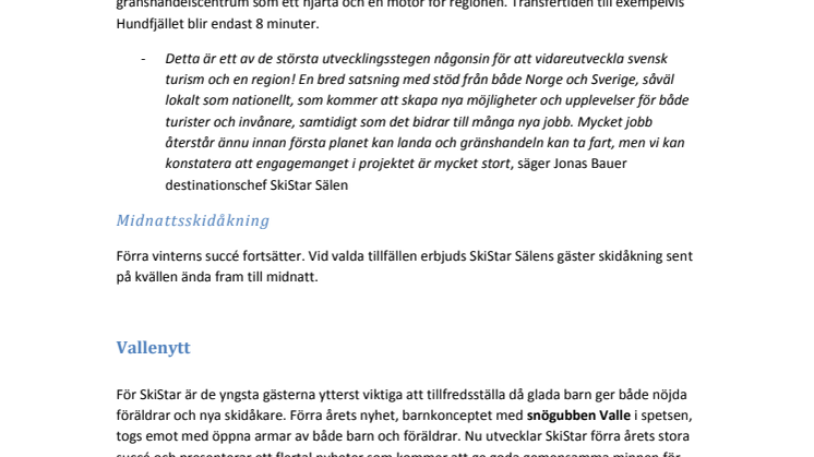 SkiStar Sälen: Nyheter & Event 2014/2015